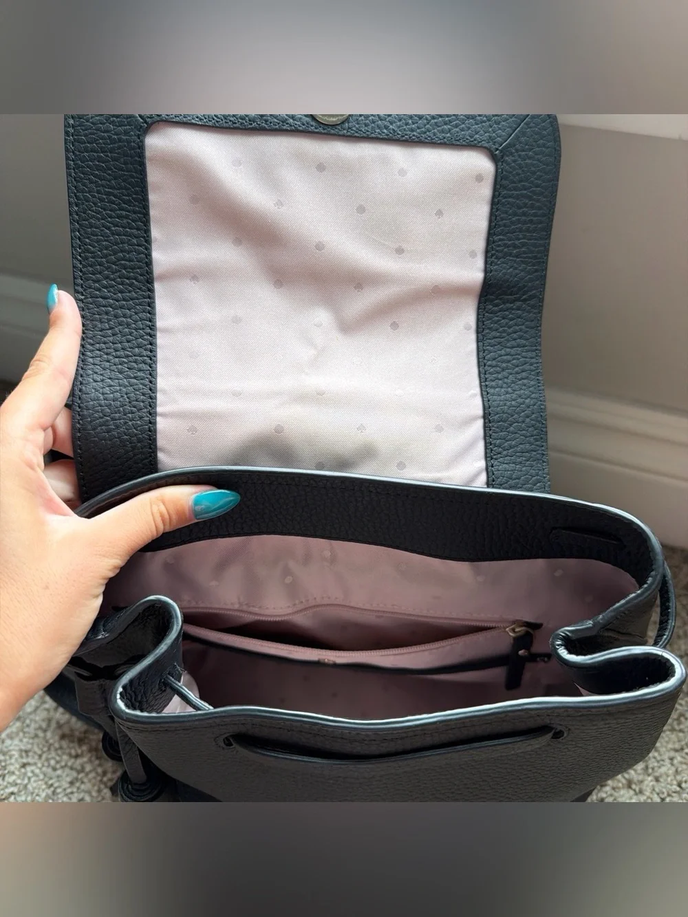 Kate Spade Black Pebbled Leather Backpack